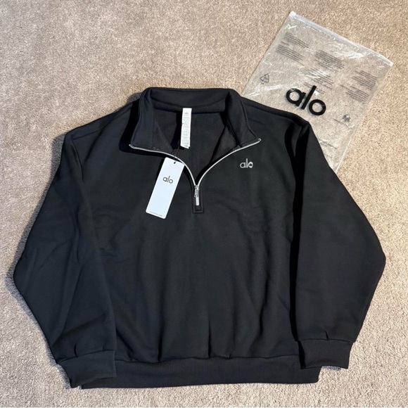 ALO Yoga Men's Zip Up Black Sweater